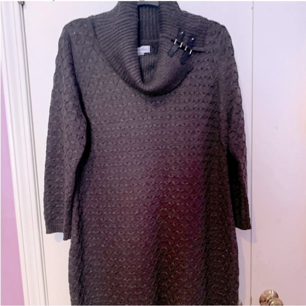 Calvin Klein Charcoal Cowl Neck Sweater Dress XL